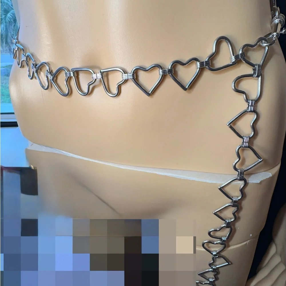 Silver Heart Chain Belt
